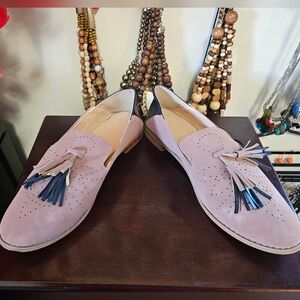 Elegant Pink Tassel Loafers